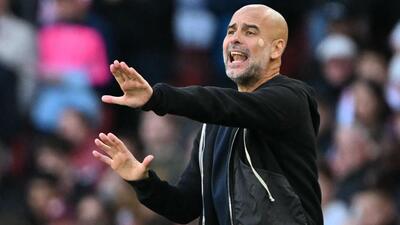 Manchester City manager Pep Guardiola gestures on the touchline during the English Premier League game against Arsenal at the Emirates Stadium in London on Sunday. (AFP) Manchester City manager Pep Guardiola gestures on the touchline during the English Premier League game against Arsenal at the Emirates Stadium in London on Sunday. (AFP)