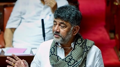 Karnataka deputy chief minister DK Shivakumar cited nationwide road damage and urged industrialists to address complaints to the central government. (PTI)