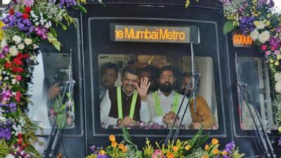 Thane, India - September -22, 2025: The trial run of the ambitious Wadala to Kasarvadavali Thane Metro Line-4 was conducted on Monday 22 sept.(today). The trial was inaugurated by Maharashtra Chief Minister Devendra Fadnavis, in the presence of Deputy Chief Minister Eknath Shinde. This technical trial run was successfully carried out on the Gaimukh to Vijay Garden stretch at ghodbander road in Thane . Once fully operational, Metro Line-4 will make travel between Thane and Mumbai faster and more convenient ,in Thane ,in Mumbai, India, on, Monday, September -22, 2025. ( Praful Gangurde / HT Photo ) Thane, India - September -22, 2025: The trial run of the ambitious Wadala to Kasarvadavali Thane Metro Line-4 was conducted on Monday 22 sept.(today). The trial was inaugurated by Maharashtra Chief Minister Devendra Fadnavis, in the presence of Deputy Chief Minister Eknath Shinde. This technical trial run was successfully carried out on the Gaimukh to Vijay Garden stretch at ghodbander road in Thane . Once fully operational, Metro Line-4 will make travel between Thane and Mumbai faster and more convenient ,in Thane ,in Mumbai, India, on, Monday, September -22, 2025. ( Praful Gangurde / HT Photo )
