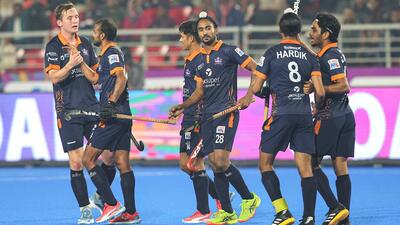UP Rudras players. (HIL) UP Rudras players. (HIL)