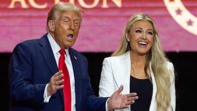 Erika Kirk’s message of faith contrasts with Trump’s fiery attacks on the radical left at Charlie Kirk memorial service (REUTERS)