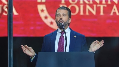 Donald Trump Jr's hilarious impersonation of his dad at Charlie Kirk's memorial service goes viral (Photo by JOE RAEDLE / GETTY IMAGES NORTH AMERICA / Getty Images via AFP) (Getty Images via AFP) Donald Trump Jr's hilarious impersonation of his dad at Charlie Kirk's memorial service goes viral (Photo by JOE RAEDLE / GETTY IMAGES NORTH AMERICA / Getty Images via AFP) (Getty Images via AFP)