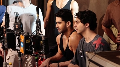 Lakshya and Aryan Khan check the monitor after a shot. Aryan has director The Bads of Bollywood where Lakshya plays the lead. Lakshya and Aryan Khan check the monitor after a shot. Aryan has director The Bads of Bollywood where Lakshya plays the lead.