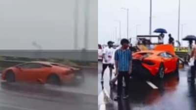 Gautam Singhania posted a Lamborghini crash clip from Mumbai’s Coastal Road. (Instagram/gautamsinghania99) Gautam Singhania posted a Lamborghini crash clip from Mumbai’s Coastal Road. (Instagram/gautamsinghania99)