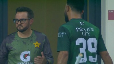 The controversy started early on in the match: Fakhar Zaman was dismissed early after a fast start, but thought the ball hadn't carried to Sanju Samson. Fakhar walked off, while Pakistan coach Mike Hesson reacted with similar displeasure. (Screengrab) The controversy started early on in the match: Fakhar Zaman was dismissed early after a fast start, but thought the ball hadn't carried to Sanju Samson. Fakhar walked off, while Pakistan coach Mike Hesson reacted with similar displeasure. (Screengrab)