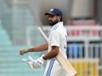 Shreyas Iyer, captain of India A, goes back to the pavilion after being lbw by Rocchiccioli of Australia A during the third day of 1st Test cricket match