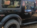 The Thar – allegedly illegaly customised with tinted windows and broad alloy wheels – is registered in the name of ACP (Sarai) Rajesh Kumar Lohan, according to police. (HT Photo) The Thar – allegedly illegaly customised with tinted windows and broad alloy wheels – is registered in the name of ACP (Sarai) Rajesh Kumar Lohan, according to police. (HT Photo)