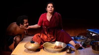 A scene from the play ‘Mehroon’. (Amitesh Grover) A scene from the play ‘Mehroon’. (Amitesh Grover)
