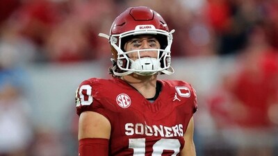 Quarterback John Mateer of the Oklahoma Sooners. (Getty Images via AFP) Quarterback John Mateer of the Oklahoma Sooners. (Getty Images via AFP)