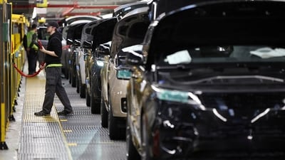 A production line at Jaguar Land Rover’s factory in Solihull, UK. The JLR cyberattack has stalled production across plants in the UK, Slovakia and India for three weeks now. (Reuters)