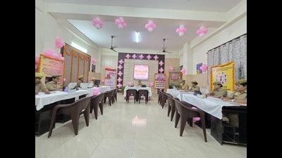 Mission Shakti Centre setup in Lucknow’s Vibhuti Khand police station. (HT) Mission Shakti Centre setup in Lucknow’s Vibhuti Khand police station. (HT)