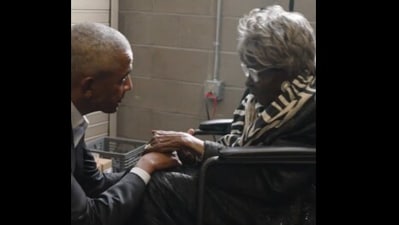Barack Obama shared a warm exchange with a 102-year-old woman. (X/BarackObama) Barack Obama shared a warm exchange with a 102-year-old woman. (X/BarackObama)