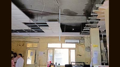 The false ceiling of the office in Focal Point area had recently collapsed during heavy rainfall. (HT File Photo) The false ceiling of the office in Focal Point area had recently collapsed during heavy rainfall. (HT File Photo)
