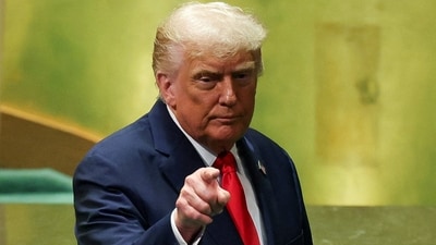 US President Donald Trump at the United Nations General Assembly in New York City on September 23, 2025. (Mike Segar/Reuters)