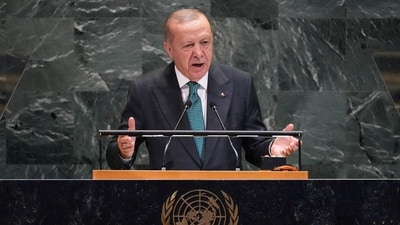 Turkiye President Recep Tayyip Erdogan addresses the 80th session of the United Nations General Assembly, (AP) Turkiye President Recep Tayyip Erdogan addresses the 80th session of the United Nations General Assembly, (AP)