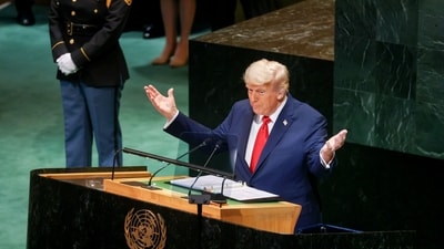 Donald Trump said that the "broken" teleprompter made his speech at the UNGA "more interesting". (Bloomberg) Donald Trump said that the "broken" teleprompter made his speech at the UNGA "more interesting". (Bloomberg)