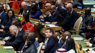 Delegates listen as U.S. President Donald Trump speaks during the 80th session of the UN's General Assembly (UNGA) at the United Nations headquarters on September 23, 2025 in New York City. (Getty Images via AFP) Delegates listen as U.S. President Donald Trump speaks during the 80th session of the UN's General Assembly (UNGA) at the United Nations headquarters on September 23, 2025 in New York City. (Getty Images via AFP)