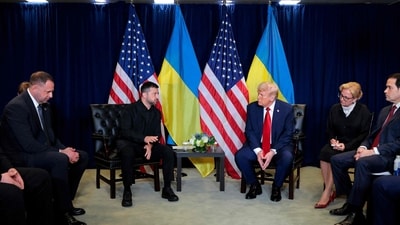 President of Ukraine Volodymyr Zelensky (L) speaks during a bilateral meeting with U.S. President Donald Trump at the 80th session of the UN General Assembly (Getty Images via AFP) President of Ukraine Volodymyr Zelensky (L) speaks during a bilateral meeting with U.S. President Donald Trump at the 80th session of the UN General Assembly (Getty Images via AFP)