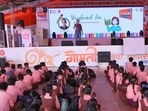 Earlier in the day, over 800 children from nine schools learnt basics of making storyboard with Amrit Nagpal and origami with Namik Sherpa. (Sourced) Earlier in the day, over 800 children from nine schools learnt basics of making storyboard with Amrit Nagpal and origami with Namik Sherpa. (Sourced)