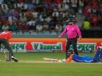 Mustafizur Rahman, left, successfully run out India's Abhishek Sharma, right, during the Asia Cup cricket match between India and Bangladesh Mustafizur Rahman, left, successfully run out India's Abhishek Sharma, right, during the Asia Cup cricket match between India and Bangladesh