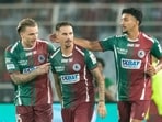 Mohun Bagan's Jason Cummings (left), Jamie Maclaren and Sahal Abdul Samad (right) during the 2024-25 Indian Super League. (FSDL) Mohun Bagan's Jason Cummings (left), Jamie Maclaren and Sahal Abdul Samad (right) during the 2024-25 Indian Super League. (FSDL)