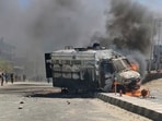 A police vehicle is set on fire during a protest by locals demanding federal statehood from the Indian government, in the high-altitude Leh town, in the region of Ladakh, India, Wednesday, Sept. 24, 2025. A police vehicle is set on fire during a protest by locals demanding federal statehood from the Indian government, in the high-altitude Leh town, in the region of Ladakh, India, Wednesday, Sept. 24, 2025.