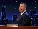 This image released by ABC shows Jimmy Kimmel on the set of Jimmy Kimmel Live!. (Randy Holmes/Disney via AP)