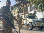 Doda: Security personnel keep vigil after a joint encounter of the Army and police forces with terrorists, in Doda district of Jammu and Kashmir. (PTI Photo)