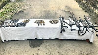 Arms recovered by security forces reportedly used during the ambush on 33 Assam Rifles five days ago. (Sourced) Arms recovered by security forces reportedly used during the ambush on 33 Assam Rifles five days ago. (Sourced)