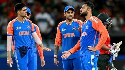 Varun Chakravarthy (2/29 in 4 overs) also got his share of wickets on a day to remain a mystery for the opposition for the batters. (AFP) Varun Chakravarthy (2/29 in 4 overs) also got his share of wickets on a day to remain a mystery for the opposition for the batters. (AFP)