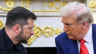 Ukraine President Volodymyr Zelensky and US President Donald Trump participate in a meeting in the Oval Office of the White House in Washington, DC, on August 18. Trump met with Zelensky on Tuesday on the sidelines of the UNGA gathering of world leaders. (AFP file) Ukraine President Volodymyr Zelensky and US President Donald Trump participate in a meeting in the Oval Office of the White House in Washington, DC, on August 18. Trump met with Zelensky on Tuesday on the sidelines of the UNGA gathering of world leaders. (AFP file)