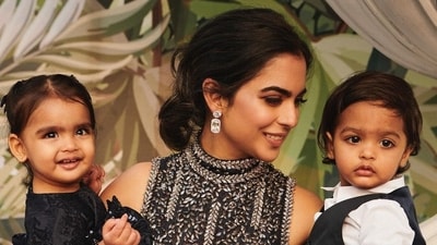 Isha Ambani with her children Aadiya Shakti and Krishna (Instagram/@anaitashroffadajania) Isha Ambani with her children Aadiya Shakti and Krishna (Instagram/@anaitashroffadajania)