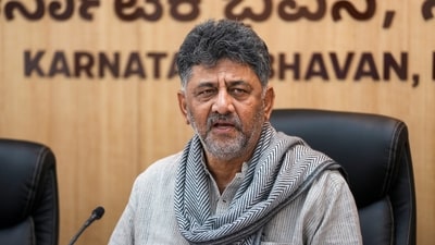 DK Shivakumar said efforts are being made to fix potholes in Bengaluru daily, dismissing criticism as politically motivated. (PTI) DK Shivakumar said efforts are being made to fix potholes in Bengaluru daily, dismissing criticism as politically motivated. (PTI)