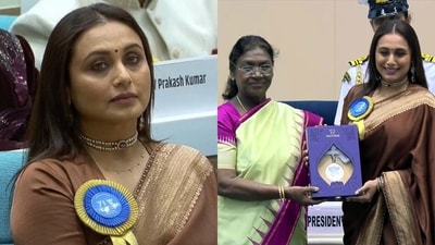 Rani Mukerji dons a necklace with daughter Adira's name at National Awards ceremony.