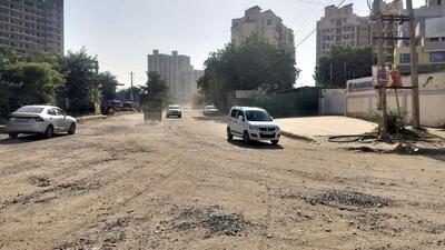 The damaged Sector 37C road where repair works will start. (Parveen Kumar/HT) The damaged Sector 37C road where repair works will start. (Parveen Kumar/HT)