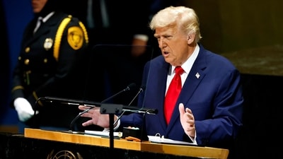 Donald Trump also criticised the UN for failing to get involved in what he claims are seven wars that he has ended. (Getty Images via AFP) Donald Trump also criticised the UN for failing to get involved in what he claims are seven wars that he has ended. (Getty Images via AFP)