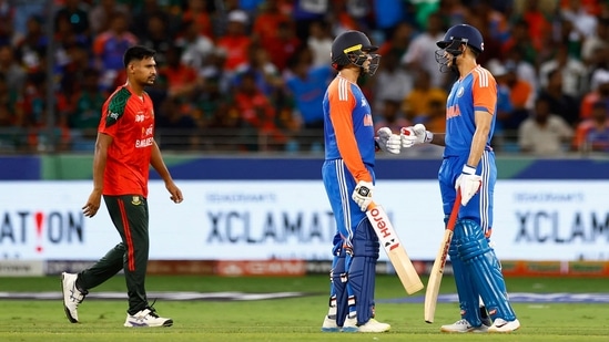 Abhishek shared a blistering opening-wicket stand of 77 runs in 6.2 overs with Shubman Gill (29) that gave India a strong start.(REUTERS)