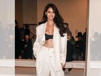 Disha Patani loves pairing lace bras with oversized suits. (INSTAGRAM/@DISHAPATANI)
