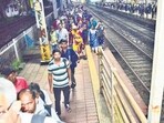 Kalyan, India - September 24 2025: At Dombivali, there is a peculiar problem where there is fencing on the platform right where the ladies compartment makes a halt which leads to issues to commuters.September 4. Pic on Wednesday day in India on 24 2025 - Story ByShashank Rao ( Photo By Pramod Tambe). Kalyan, India - September 24 2025: At Dombivali, there is a peculiar problem where there is fencing on the platform right where the ladies compartment makes a halt which leads to issues to commuters.September 4. Pic on Wednesday day in India on 24 2025 - Story ByShashank Rao ( Photo By Pramod Tambe).