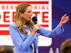 Democrat Mikie Sherrill responds to questions during the first general election gubernatorial debate 
