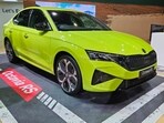 The Skoda Octavia RS unveiled at Auto Expo 2025, features a 2.0-litre turbo-petrol engine with 264 bhp, reaching 0-100 kmph in 6.4 seconds. (HT Photo)