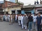 Supporters waiting to catch a glimpse of Azam Khan. (HT) Supporters waiting to catch a glimpse of Azam Khan. (HT)