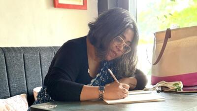 “I can now engage in full-time writing,” she Tiash, sitting at her usual window-side table in a Gurugram café. (HT) “I can now engage in full-time writing,” she Tiash, sitting at her usual window-side table in a Gurugram café. (HT)
