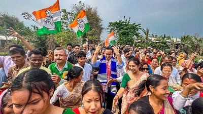 Assam Congress chief Gaurav Gogoi (centre). (PTI) Assam Congress chief Gaurav Gogoi (centre). (PTI)