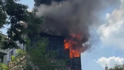 The blaze triggered panic among people at the guesthouse in the Anawar Shah Road area (X) The blaze triggered panic among people at the guesthouse in the Anawar Shah Road area (X)