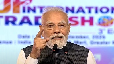 Prime Minister Narendra Modi addresses the gathering during the inauguration of Uttar Pradesh International Trade Show 2025 (@NarendraModi) Prime Minister Narendra Modi addresses the gathering during the inauguration of Uttar Pradesh International Trade Show 2025 (@NarendraModi)