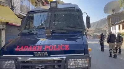 Police standing guard in curfew-bound Leh on Thursday, a day after violence erupted over statehood demands.The statehood for Ladakh movement descended into arson and street clashes on Wednesday, leaving four people dead. Police standing guard in curfew-bound Leh on Thursday, a day after violence erupted over statehood demands.The statehood for Ladakh movement descended into arson and street clashes on Wednesday, leaving four people dead.
