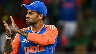TOPSHOT - India's captain Suryakumar Yadav celebrates after the dismissal of Bangladesh's Towhid Hridoy during the Asia Cup 2025 Super Four Twenty20 international cricket match between Bangladesh and India at the Dubai International Stadium in Dubai on September 24, 2025. (Photo by Sajjad HUSSAIN / AFP) (AFP) TOPSHOT - India's captain Suryakumar Yadav celebrates after the dismissal of Bangladesh's Towhid Hridoy during the Asia Cup 2025 Super Four Twenty20 international cricket match between Bangladesh and India at the Dubai International Stadium in Dubai on September 24, 2025. (Photo by Sajjad HUSSAIN / AFP) (AFP)