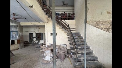 The city west office at Fountain Chowk, a three-storey building, is among the worst affected. (Gurpreet Singh/HT) The city west office at Fountain Chowk, a three-storey building, is among the worst affected. (Gurpreet Singh/HT)