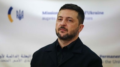 Ukrainian President Volodymyr Zelensky at UN headquarters in New York City on September 24, 2025. (Photo by Ludovic MARIN / AFP) (AFP)